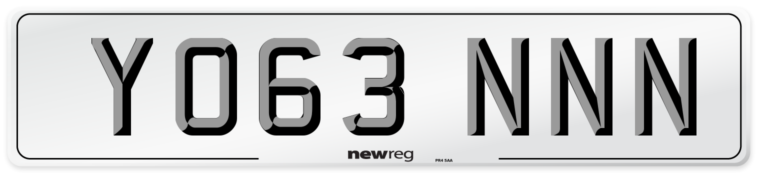 YO63 NNN Number Plate from New Reg